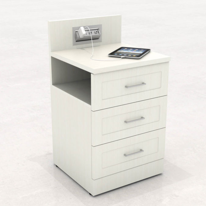 3 Drawer, Power Unit Bedside Table