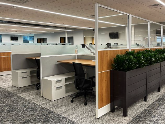 Client Site with laminate and glass stack on aisleway