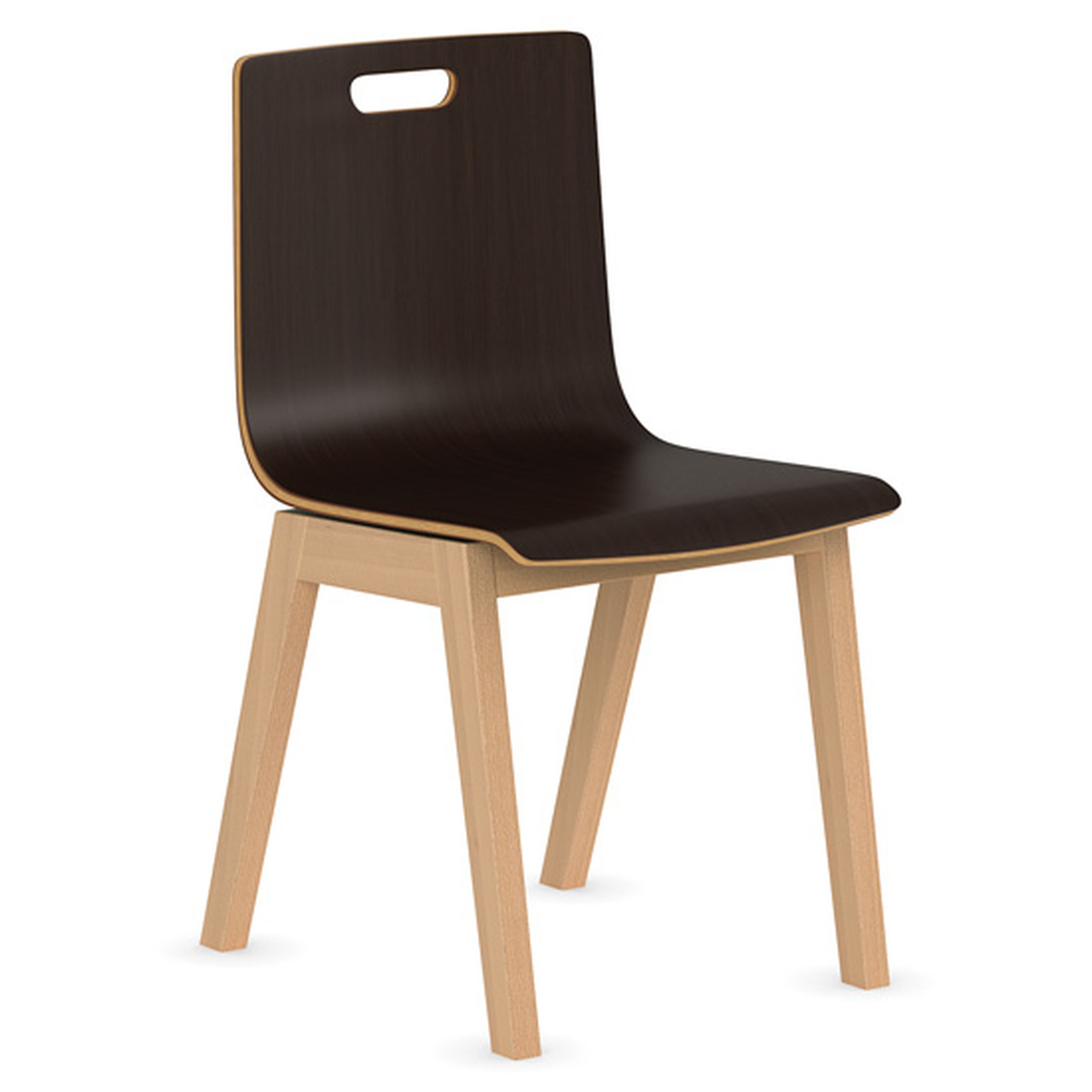 All Wood Guest Chair with Hole in Back and Light Wood Base