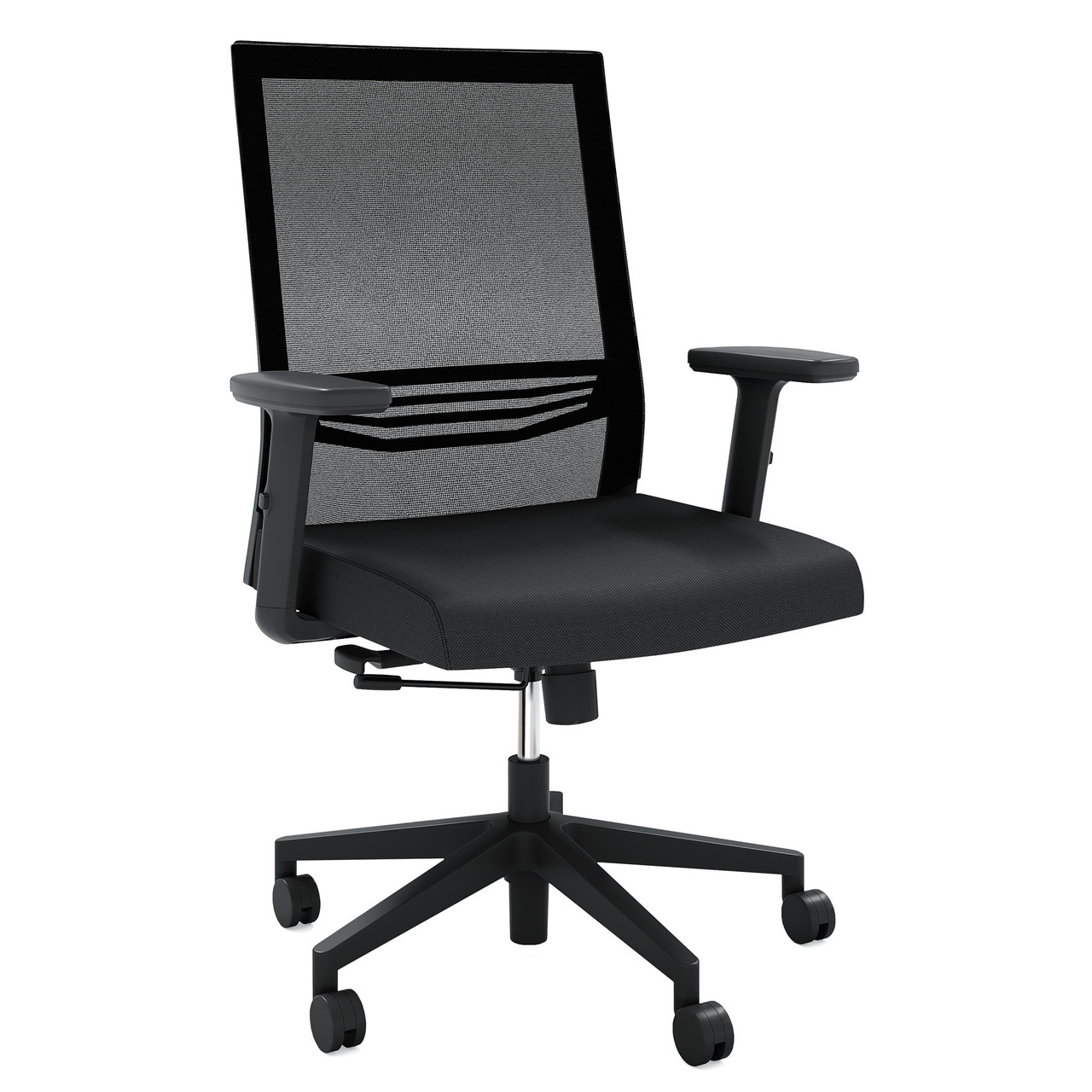Mid Back Mesh Task Chair w/Adj. Arms & Black Frame
