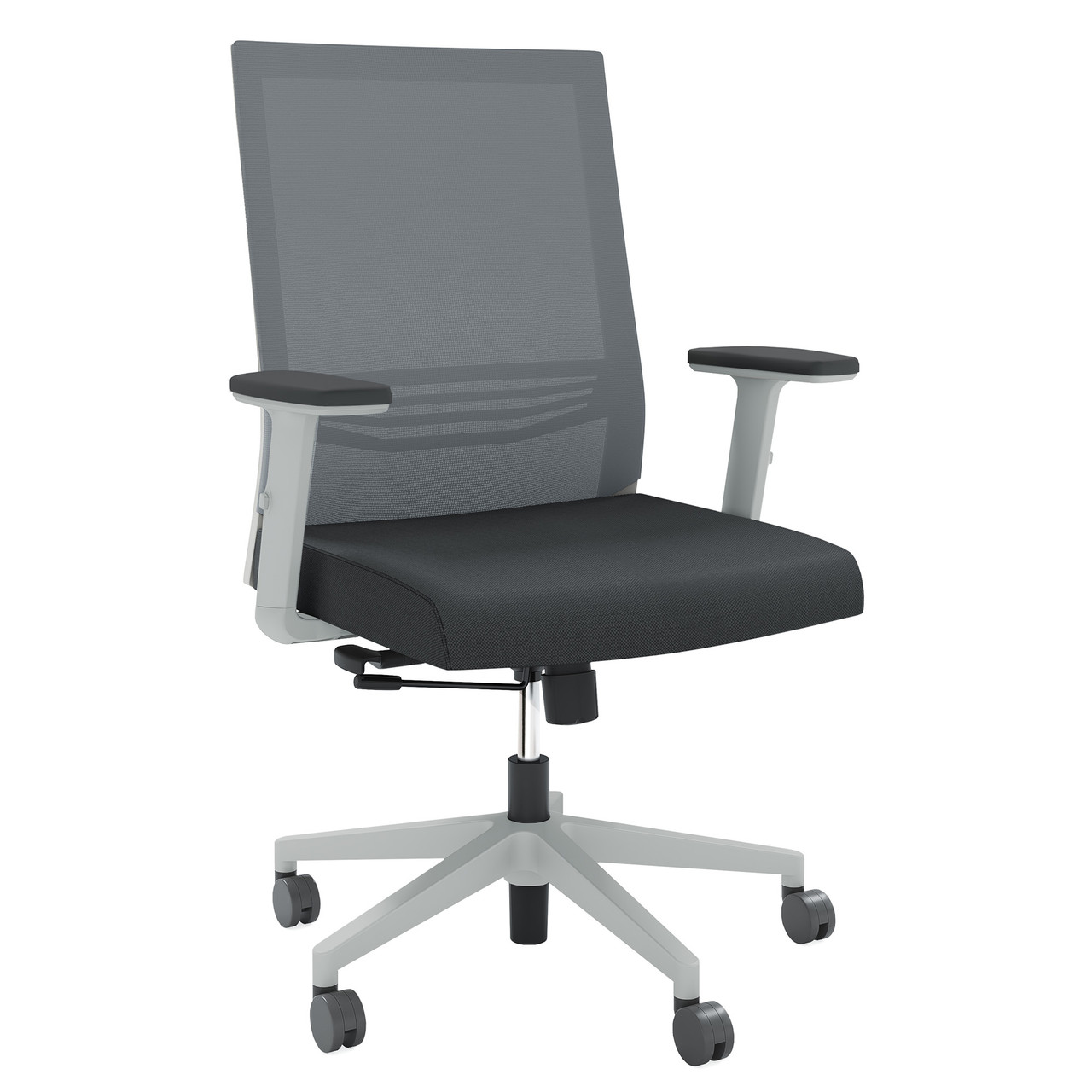 Mid Back Mesh Task Chair w/Adj. Arms & Light Gray Frame