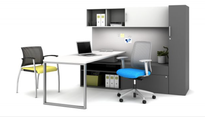 O-Leg return with wardrobe and bookcase